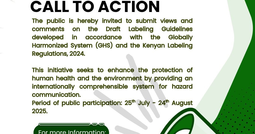 COMMENTS FORM FOR COLLECTING STAKEHOLDERS’ VIEWS ON THE DRAFT LABELING GUIDELINES IN ACCORDANCE WITH THE GHS AND THE KENYAN LABELING REGULATIONS, 2024